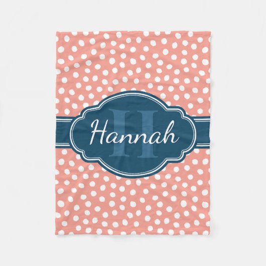 Rosa, weiß gepunktetes Muster, Monografie Fleecedecke (Vorderseite)