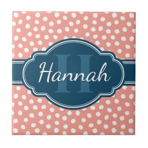 Rosa, weiß gepunktetes Muster, Monografie Fliese