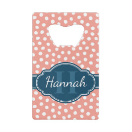 Rosa, weiß gepunktetes Muster, Monografie Geldbeutel Flaschenöffner