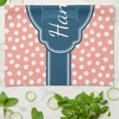 Rosa, weiß gepunktetes Muster, Monografie Geschirrtuch (Gefaltet)