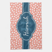 Rosa, weiß gepunktetes Muster, Monografie Geschirrtuch (Vertikal)