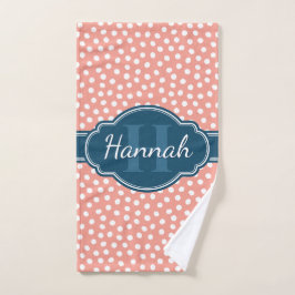Rosa, weiß gepunktetes Muster, Monografie Handtuch