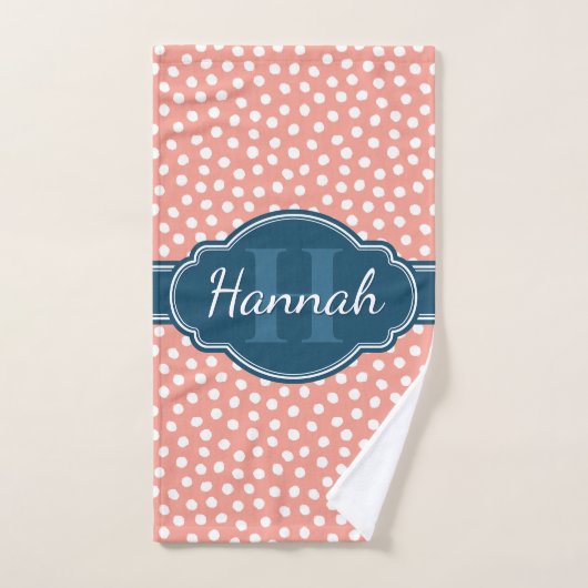 Rosa, weiß gepunktetes Muster, Monografie Handtuch (Handtuch)
