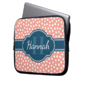 Rosa, weiß gepunktetes Muster, Monografie Laptopschutzhülle (Vorderseite Links)