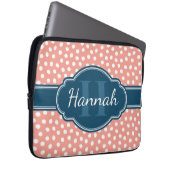Rosa, weiß gepunktetes Muster, Monografie Laptopschutzhülle (Vorne Rechts)