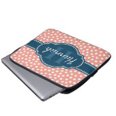 Rosa, weiß gepunktetes Muster, Monografie Laptopschutzhülle (Vorne Knopf)