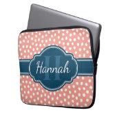 Rosa, weiß gepunktetes Muster, Monografie Laptopschutzhülle (Vorderseite Links)