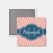 Rosa, weiß gepunktetes Muster, Monografie Magnet (Vorderseite/Rückseite)