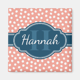 Rosa, weiß gepunktetes Muster, Monografie Magnet