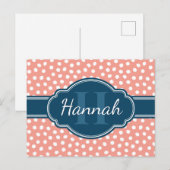 Rosa, weiß gepunktetes Muster, Monografie Postkarte (Vorne/Hinten)