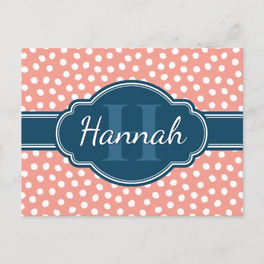 Rosa, weiß gepunktetes Muster, Monografie Postkarte (Vorderseite)