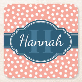 Rosa, weiß gepunktetes Muster, Monografie Rechteckiger Pappuntersetzer