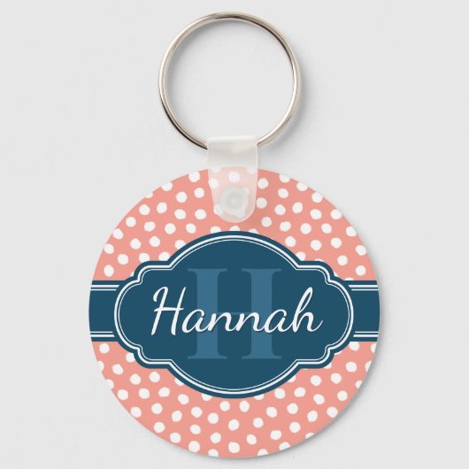 Rosa, weiß gepunktetes Muster, Monografie Schlüsselanhänger (Vorderseite)