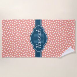 Rosa, weiß gepunktetes Muster, Monografie Strandtuch