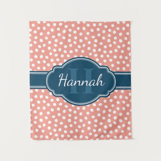 Rosa, weiß gepunktetes Muster, Monografie Wandteppich (Vorderseite)