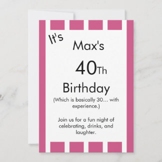 Rosa-weiß gestreifte Geburtstagseinladung – Einladung