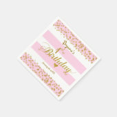 Rosa Weiß & Gold 1. GEBURTSTAG Party Napkins Serviette (Ecke)