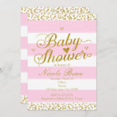 Rosa Weiß & Gold BABY SHOWER Girl Einladungen (Vorne/Hinten)