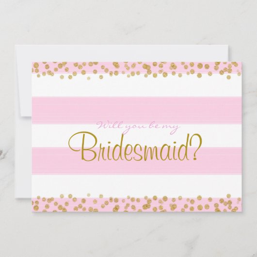 Rosa Weiß & Gold werden meine Bridesmaid etc. Kart Einladung (Vorderseite)