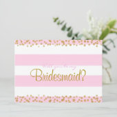 Rosa Weiß & Gold werden meine Bridesmaid etc. Kart Einladung (Stehend Vorderseite)