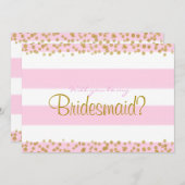 Rosa Weiß & Gold werden meine Bridesmaid etc. Kart Einladung (Vorne/Hinten)