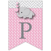 Rosa, Weiß Grau 🐘 Elephant Baby - Christening Wimpelkette (Zweite Fahne)