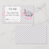 Rosa, weiß graue Elephant Babydusche Bücherregal Begleitkarte (Vorne/Hinten)