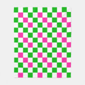Rosa Weiß Grün Kariertes Design Fleecedecke (Vorderseite)