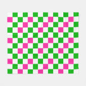 Rosa Weiß Grün Kariertes Design Fleecedecke (Vorderseite (Horizontal))