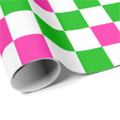 Rosa Weiß Grün Kariertes Design Geschenkpapier (Rolleneckpunkt)