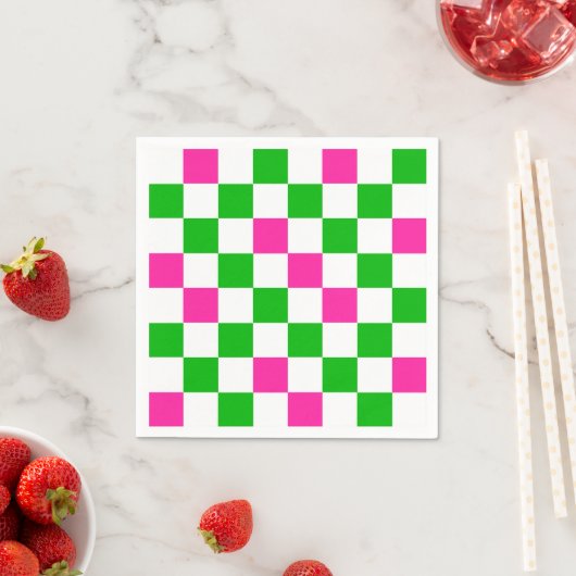 Rosa Weiß Grün Kariertes Design Serviette (Beispiel)