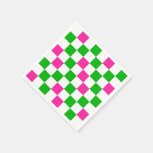 Rosa Weiß Grün Kariertes Design Serviette (Ecke)