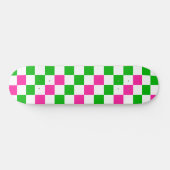 Rosa Weiß Grün Kariertes Design Skateboard (Horizontal)