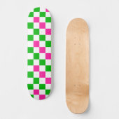 Rosa Weiß Grün Kariertes Design Skateboard (Vorderseite)