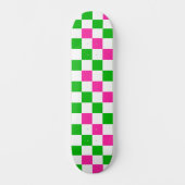 Rosa Weiß Grün Kariertes Design Skateboard (Vorderseite)
