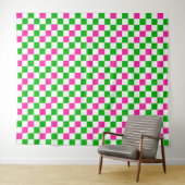 Rosa Weiß Grün Kariertes Design Wandteppich (Beispiel (Horizontal))