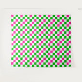 Rosa Weiß Grün Kariertes Design Wandteppich (Vorderseite (Horizontal))