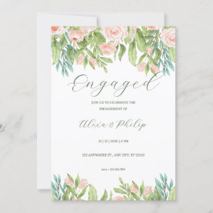 Rosa Weiß Grün Moderne Hochzeit Einladung