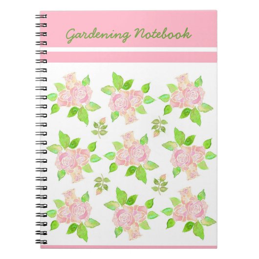 Rosa, Weiß, Grün-Spiral-Notebook, Rose Notizblock (Vorderseite)