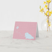 Rosa Weiß-Harfe Anmerkungs-Karte Karte (Gelbe Blume)