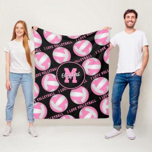 Rosa Weiß ihr I Liebe Volleyballspielzimmer Fleecedecke