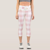 Rosa Weiß Kariert Capri Leggings (Vorderseite)