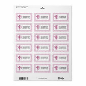 Rosa-weiß kariertes Gingham-Valentins-Cupid- und S Adressaufkleber (Vorne)