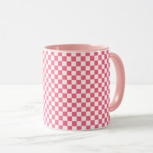 Rosa-weiß kariertes Muster Tasse