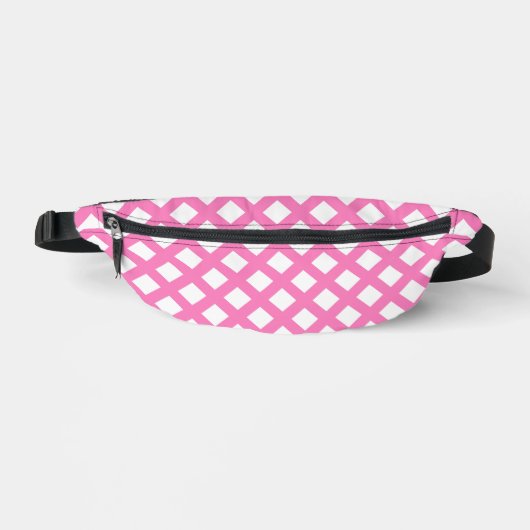 Rosa Weiß Karo Diamant Muster Bauchtasche (Vorderseite)