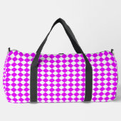 Rosa Weiß Karo Diamant Muster Groß Duffle Bag (Vorderseite)