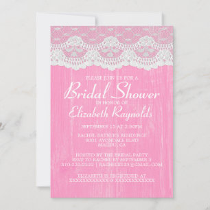 Rosa Weiß Land Spitzen Bridal Dusche Einladungen