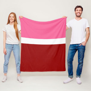 Rosa Weiß Marun Rot Farbbblock Fleecedecke