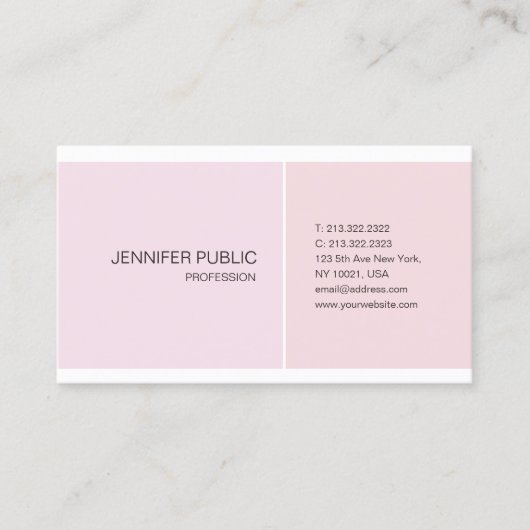 Rosa Weiß Minimalistisch Elegantes Design Trendy Visitenkarte (Vorderseite)