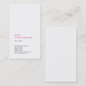 Rosa Weiß Minimalistisch Schlicht Moderne Beruflic Visitenkarte (Vorne/Hinten)